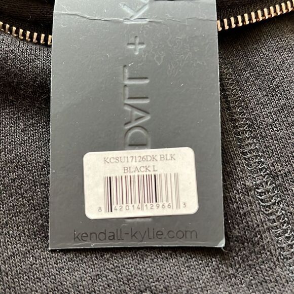 NWT Kendall + Kylie Off Shoulder Sweatshirt Dress Black size L - Picture 2 of 9